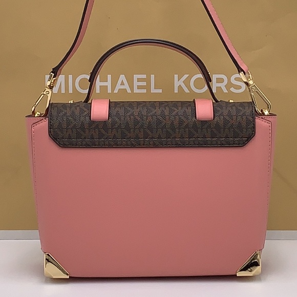 MICHAEL KORS
Manhattan Medium Leather and Logo Satchel PRIMROSE BROWN SI… - Picture 7 of 16